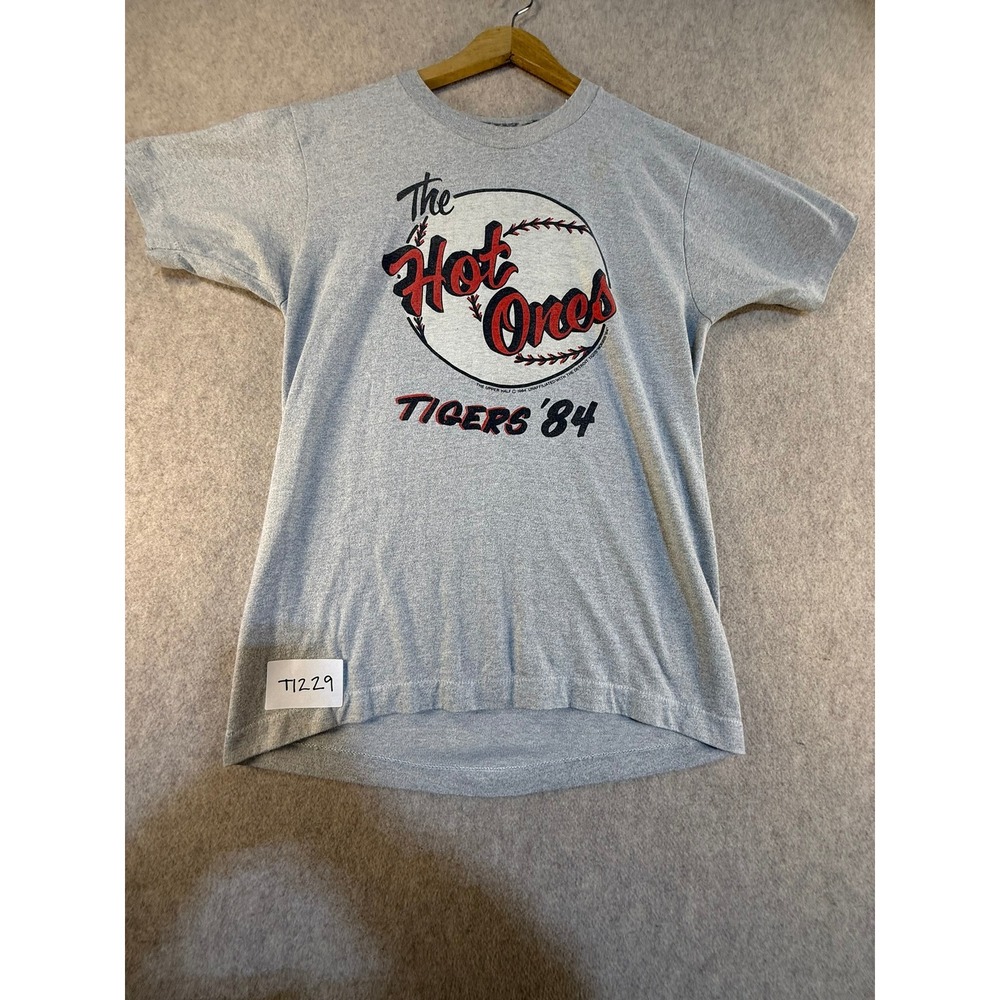 Vintage‎ 1984 Detroit Tigers The Hot Ones T-Shirt Gray Single Stitch Small 80s
